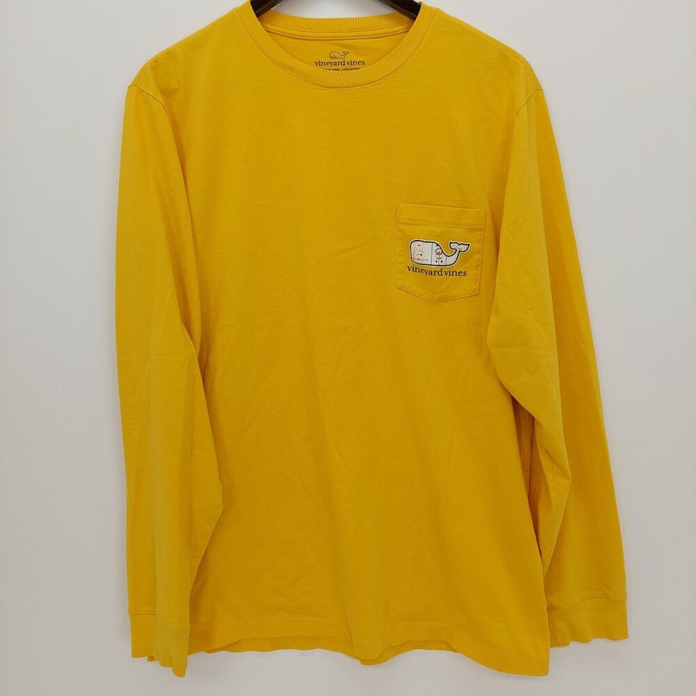 Vineyard Vines Yellow Whale Long Sleeve Pocket Tee Men's‎ M